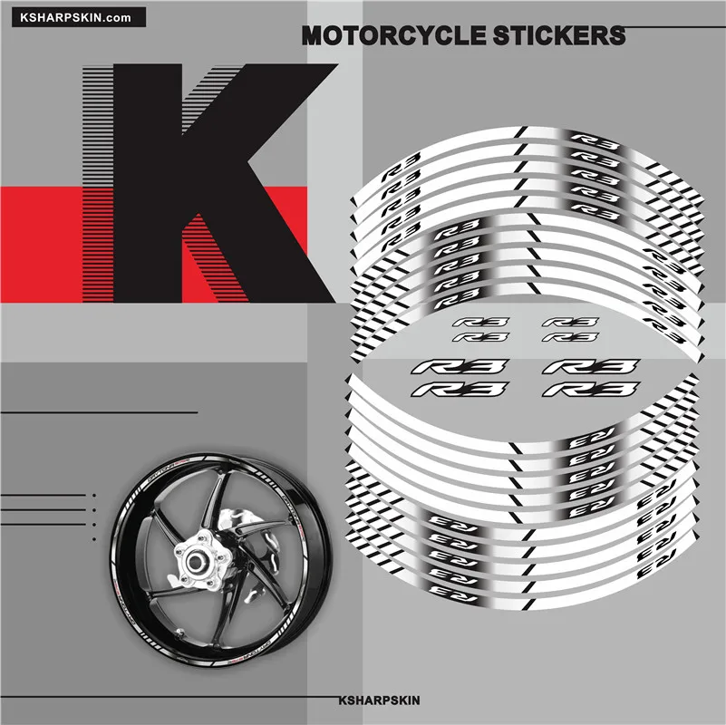 

Motorcycle tyre Stickers inner wheel reflective decoration decals for YAMAHA R3