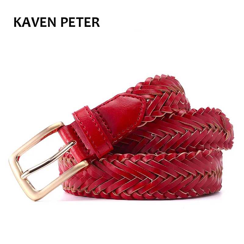 Women's Belt Female Pu Braided Handwork Belts For Knitted Black Red White Yellow Orange Color Women's Fashion Jeans pasek