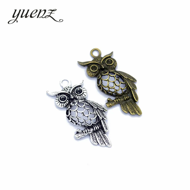 YuenZ 3pcs Antique Silver color Alloy Owl Charms Earrings Necklace Jewelry Making DIY Accessories 45*22mm D155