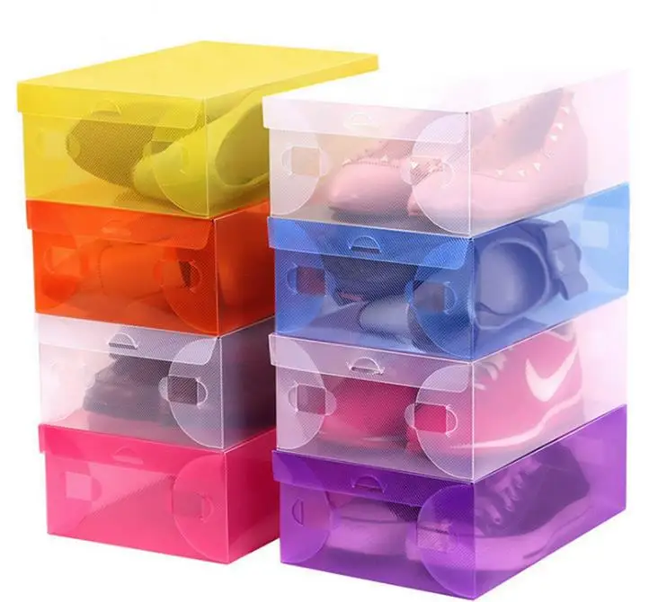 wholesale 100pcs/lot Women's Plastic Clear Shoes Box Storage Organizer 28cm*18cm*10cm