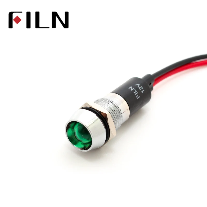 FILN  FL1M-12CW-1 12mm metal red green yellow blue white led 220v indicator light with 20cm cable