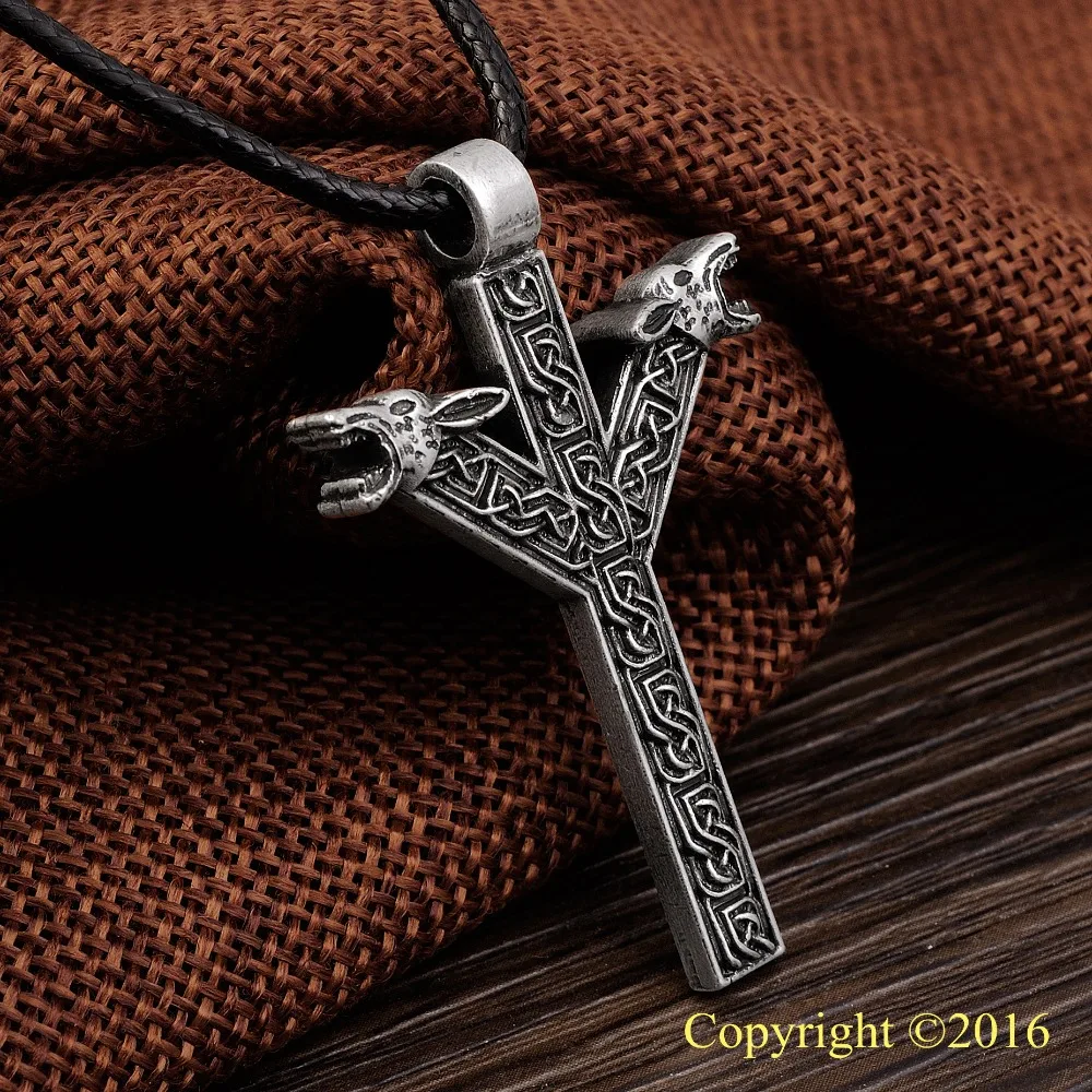 Imagem -02 - Langhong 10 Peças Elder Futhark Rune Algiz Yggdrasil Viking Amuleto Colar Runic Nordic Talismã Pingente