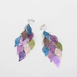 2018 Metal leaf Clip On Earrings for Women Vintage Big Earrings Punk geometric Statement ear Jewelry wholesale