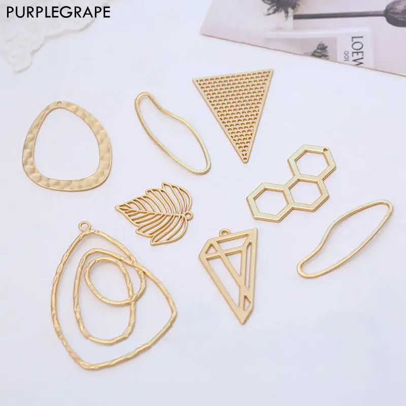 Asian gold series DIY material earrings jewelry accessories pendant alloy irregular abstract geometric shape 6 pieces