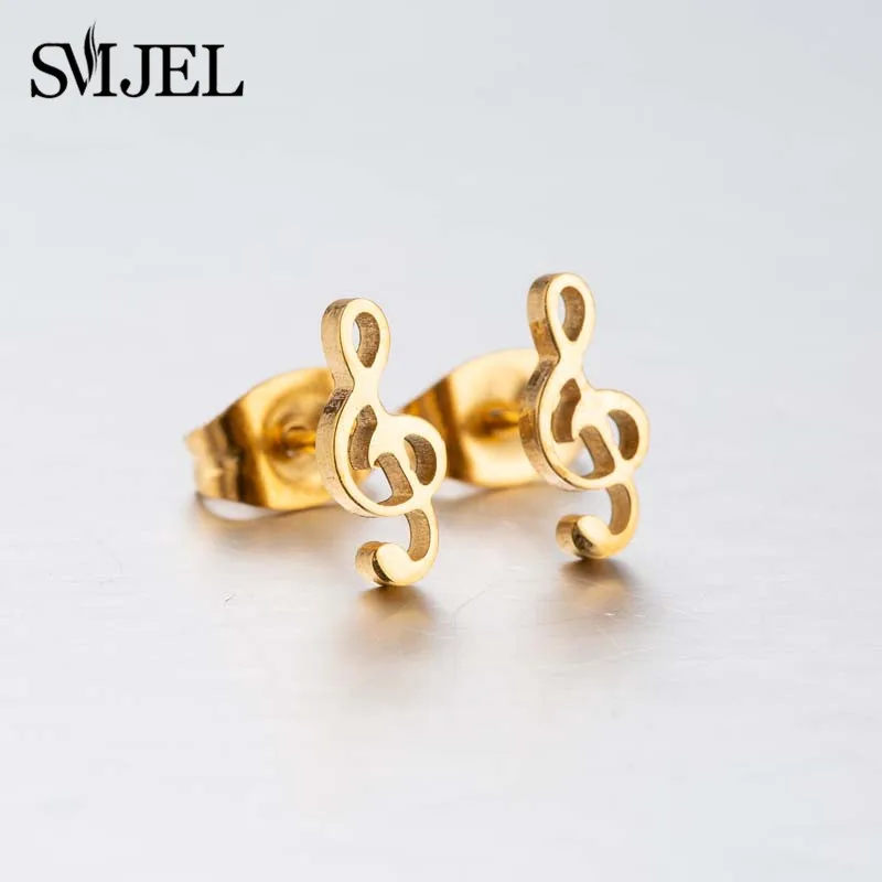 SMJEL Mini Music Earrings Stainless Steel Lovely Small Ear Studs for Women Charm Musical Note Earring Jewelry gift Brincos Mujer