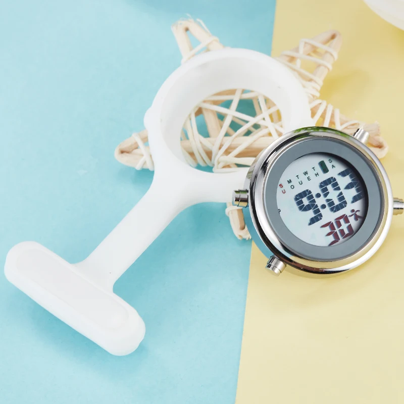 Fashion New Digital Nurse Watch Alarm Stopwatch Silicone Medical Lapel Doctor Brooch Pocket Watch Clip-in Quartz Fob Nurse Watch