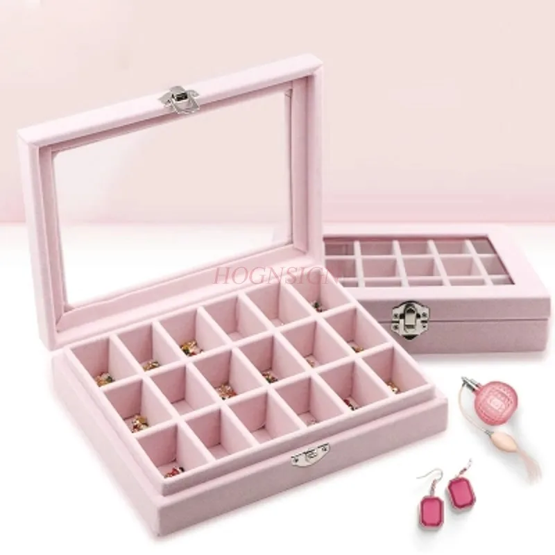 Nail Tools Pink Manicure Suede Jewelry Box Korean Jewelry Storage Box Simple Princess Girl Heart Sale
