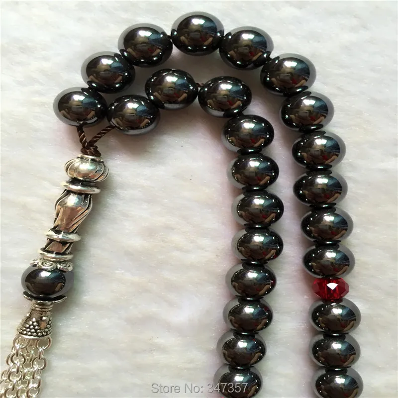 New Arrival 8mm Hematite Stone  Round Shape 33 Prayer Beads Islamic Muslim Tasbih Allah For Men&Women