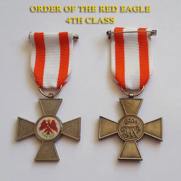 XDM0079 Prussian Order of the Red Eagle 4th Class with Orange White Ribbon Order of chivalry Non-enameled Cross Pattee Badge