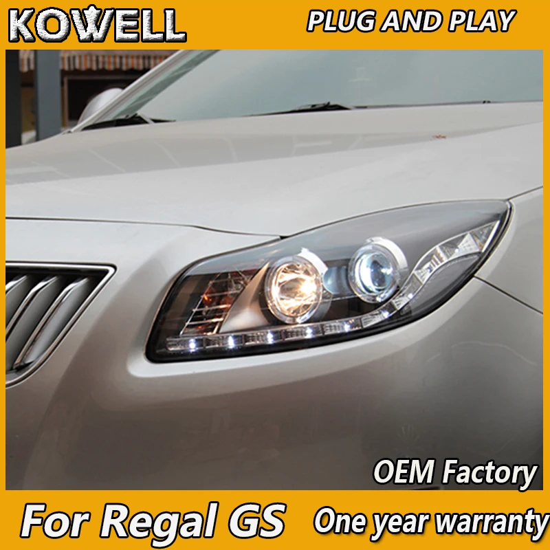 KOWELL Car Styling For Buick Regal GS Verano Opel insignia LED Head Light For GS style 2009-2013 year with Bi xenon Angel Eye