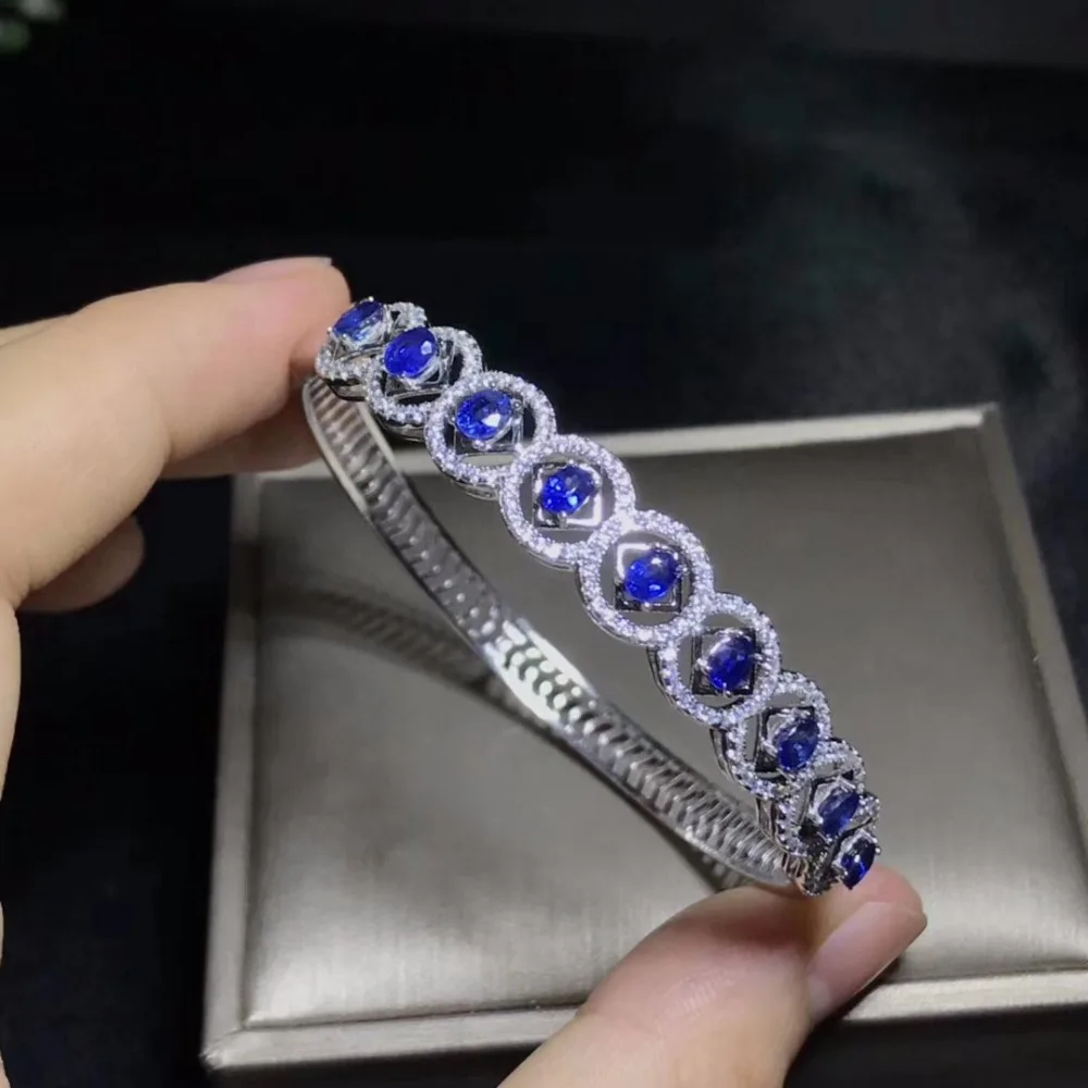 

Natural sapphire bracelet, 925 silver, natural gemstone from the mining area, beautiful, high-end color treasure monopoly