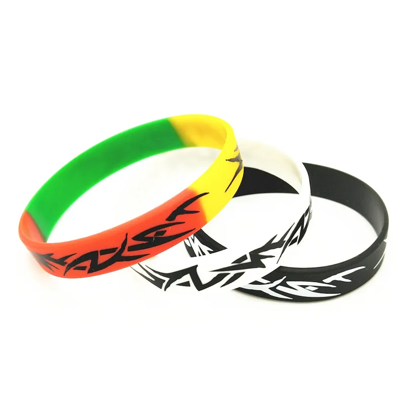 50PCS Fashion Ghana Silicone Bracelet&Bangles Black White Color Silk Screen Silicone Wristband Jewelry Gifts Wolesale SH273