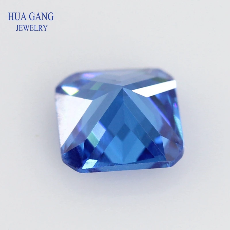 5A Cubic Zirconia Blue Square Octangle Shape Princess Cut CZ Stone Synthetic Gems Beads Size 3x3~12x12mm