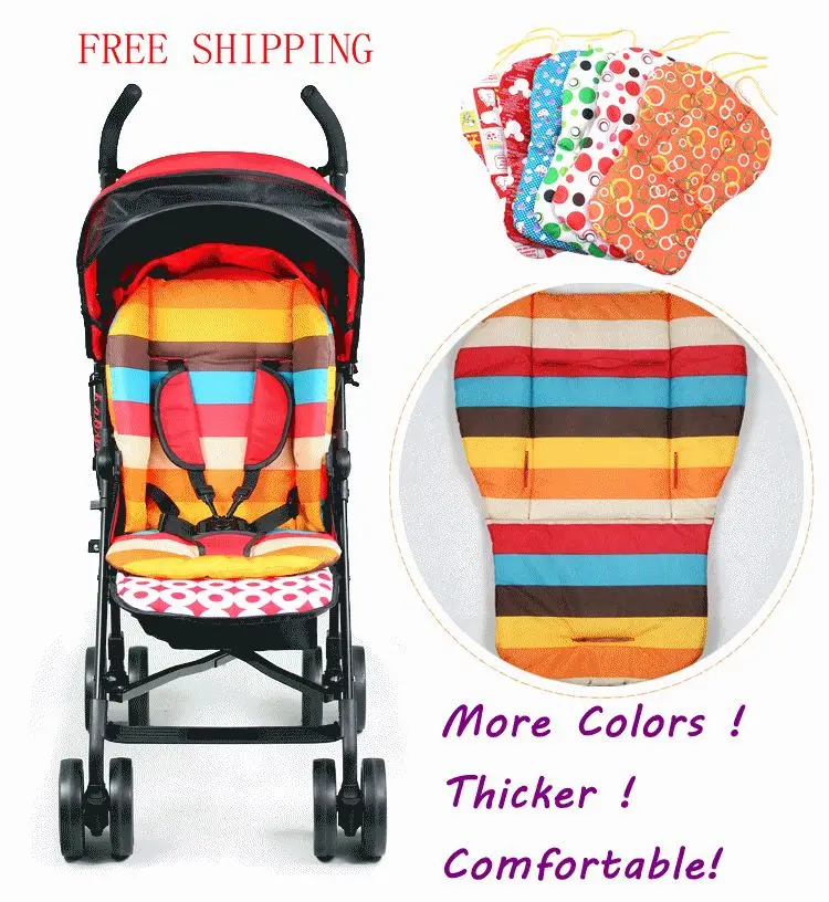 Waterproof Baby Stroller Cushion Cover  Pad Pram Padding Liner Car Seat Pad Rainbow General Cotton Thick Mat Free Delivery