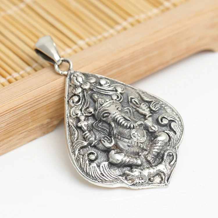 Handcrafted 925 Silver Tibetan Ganesh Buddha Pendant vintage sterling silver Ganesha Pendant Fortune Buddha Pendant