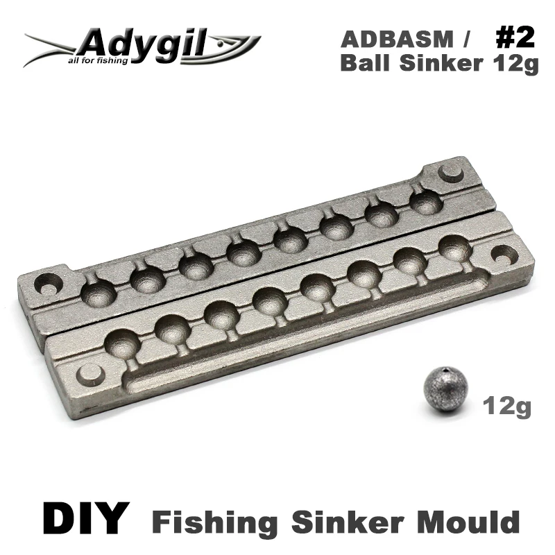 Adygil DIY Fishing Ball Sinker Mould ADBASM/#2 Ball Sinker 12g 8 Cavities