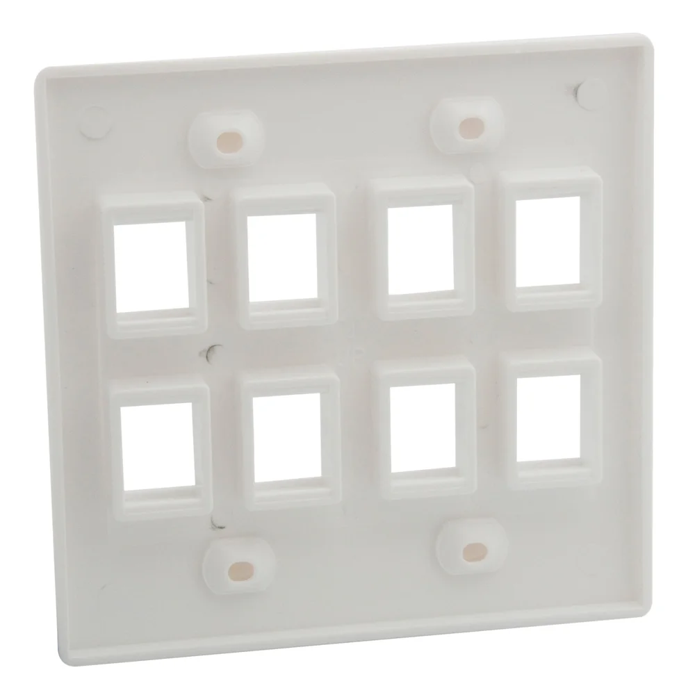 2 Gang US Solid Style 8 Ports Keystone Holes Wall Plate