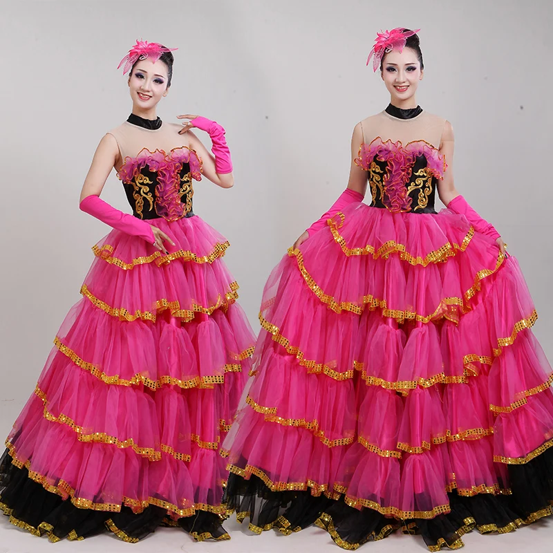 Flamenco Dress Spanish Costumes Women Flamengo Dancer Clothes Lady Ballroom Dancing Dresses Stage Performance Dancewear DN3046