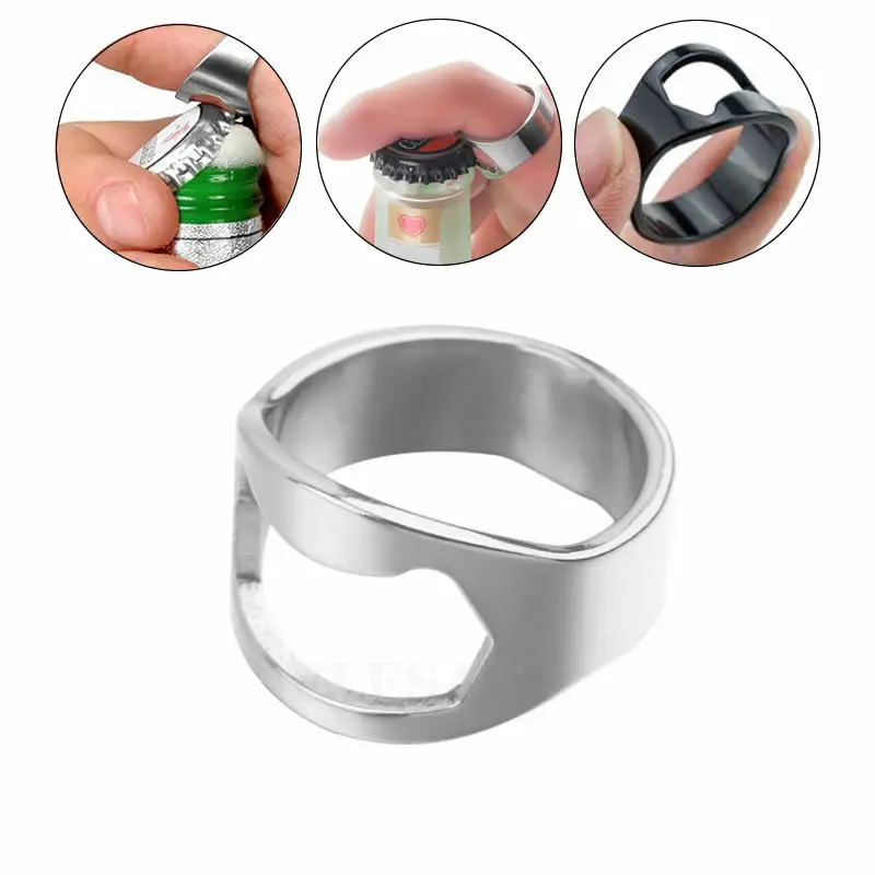 Creative Stainless Steel Finger Ring Bottle Opener 22mm Portable Ring-Shape Beer Opener Outdoor EDC Home Kitchen Dropshipping