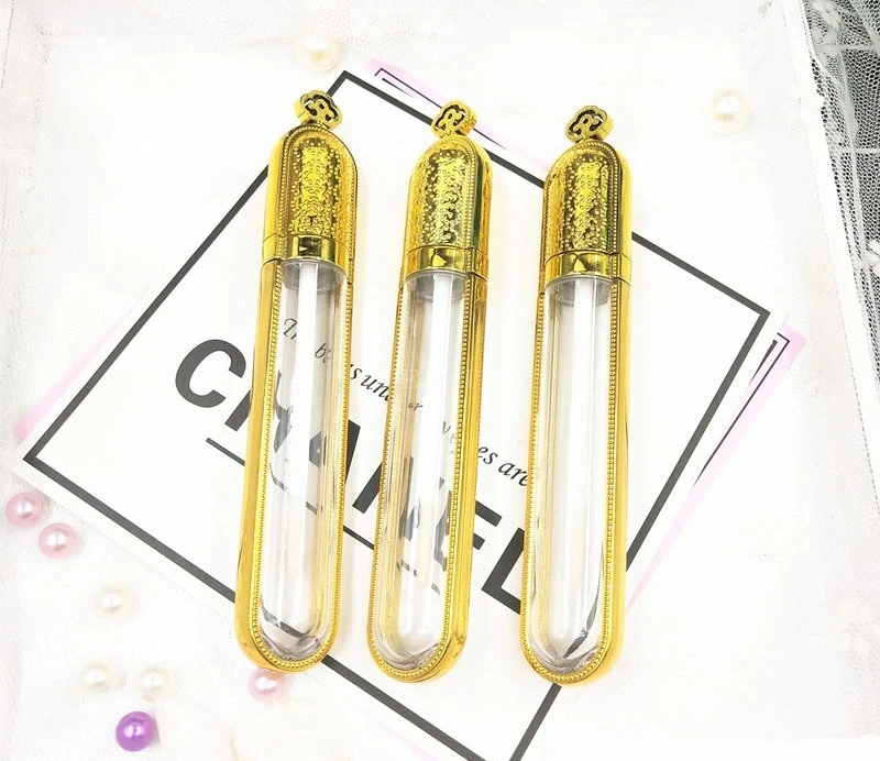 10ml Lip Gloss Tube Clear Glod Plastic Eyelash Clear Glue Empty Refillable Bottle Lip Balm Container With Crown Lid 500pcs/lot