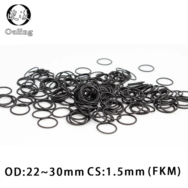 

5PCS Fluorine rubber Ring Black FKM O ring Seal 1.5mm Thickness OD21/22/23/24/25/26/27/28/29/30mm Rubber O-Ring Seal Gasket