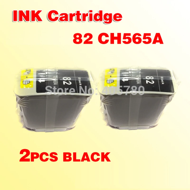 2pcs 82 black ink cartridge compatible for 82 CH565A for500 for500PS 800 compatible for82