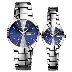 Kingnuos-Montre-bracelet à quartz pour hommes et femmes, montres de couple pour amoureux, affichage Shoous de la semaine et de la date, paire d'heures, marque de qualité