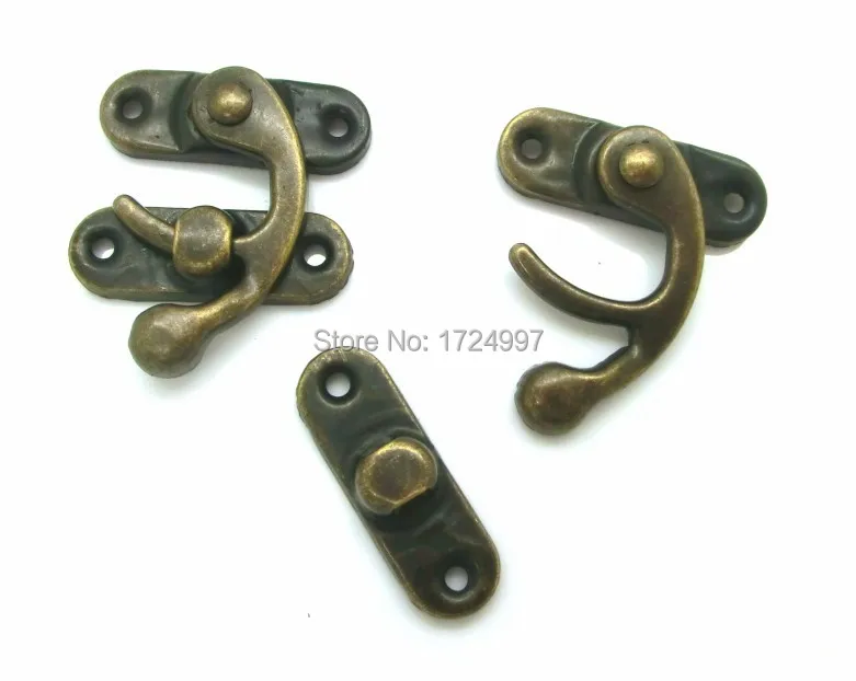 50 Set Logam Hook Kotak Kait Gesper Kotak Kunci Menangani Diseduh Sendiri Buatan Tangan Tas Bagian Dompet Perunggu Antik 4 Lubang 2.6cm X 2.3Cm J1841