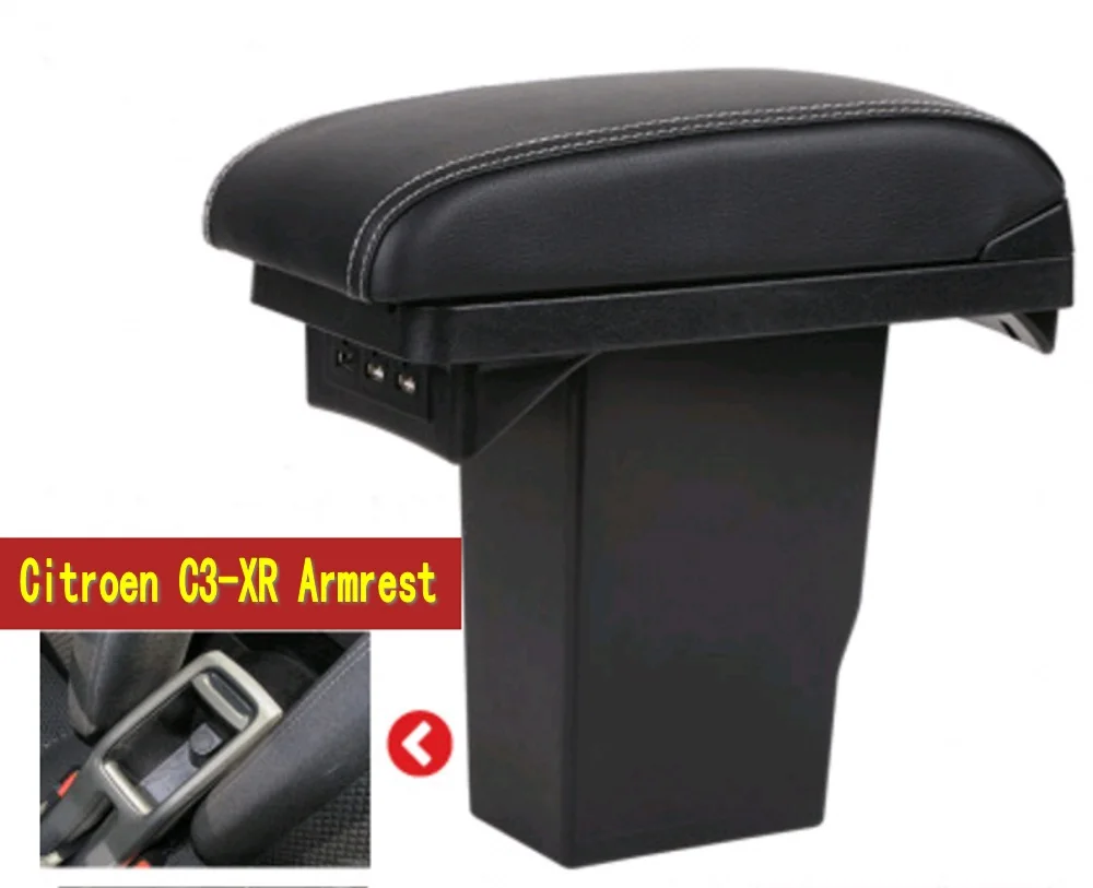 

For Peugeot 2008 armrest box +3USB Black Leather Center New Storage Box Modification 2012 2013 2014 2015 2016 2017 2018 2019 4.9