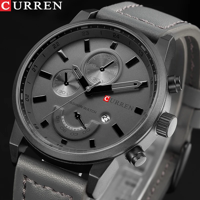 CURREN Men\'s Casual Sport Quartz Watch Mens Watches Top Brand Luxury Quartz-Watch Leather Military Watch Wrist Male Clock Drop