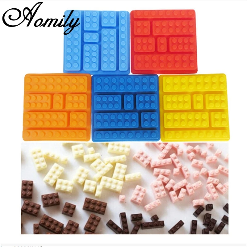 Aomily Creative Building Block Shaped 3D Silicon Chocolate Jelly Candy Cake Mold DIY Pastry Bar Mini Ice Block Mould Tool Gift