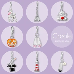 Poodle Dog Eiffel Tower Bear Pumpkin Ballet Shoes Rabbit Lighthouse Charm Pendant,2019 Summer Jewelry 925 Sterling Silver Gift