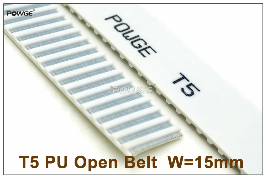 POWGE T5 Timing Belt Width=15mm Pitch=5mm T5-15 PU With Steel Core Open-End Belt T5 15 Synchronous Belt High Quanlity