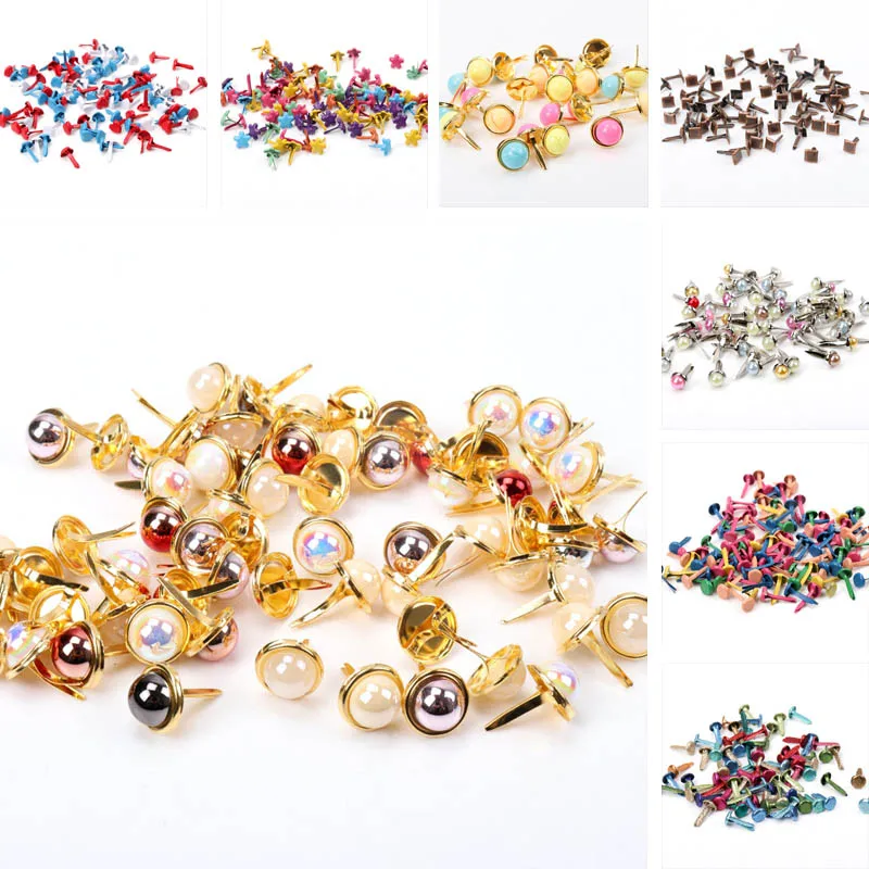 Mix Butterfly Flower Leaf Shape Rhinestone Studs And Spikes For Clothes Round Square Brads Scrapbooking Embellishment Fastener