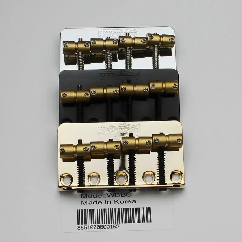 Wilkinson WBBC Four 4 Strings Electric Bass Bridge With Brass Saddles For Precision Jazz Bass Chrome Silver Black Gold