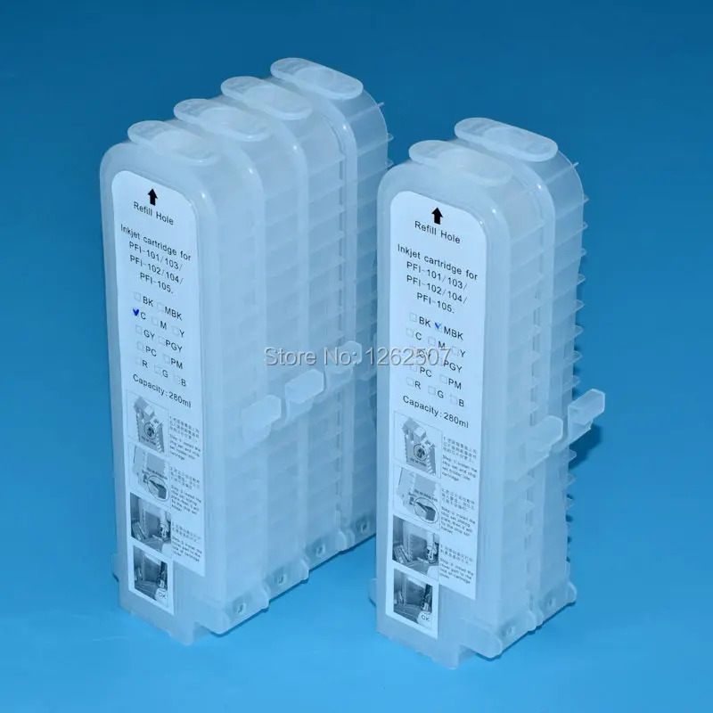 PFI 107 PFI-107 Empty Refillable Ink Cartridge With Chip 5 Liters Dye Pigment Ink For Canon IPF770 IPF670 IPF780 IPF785 Plotters