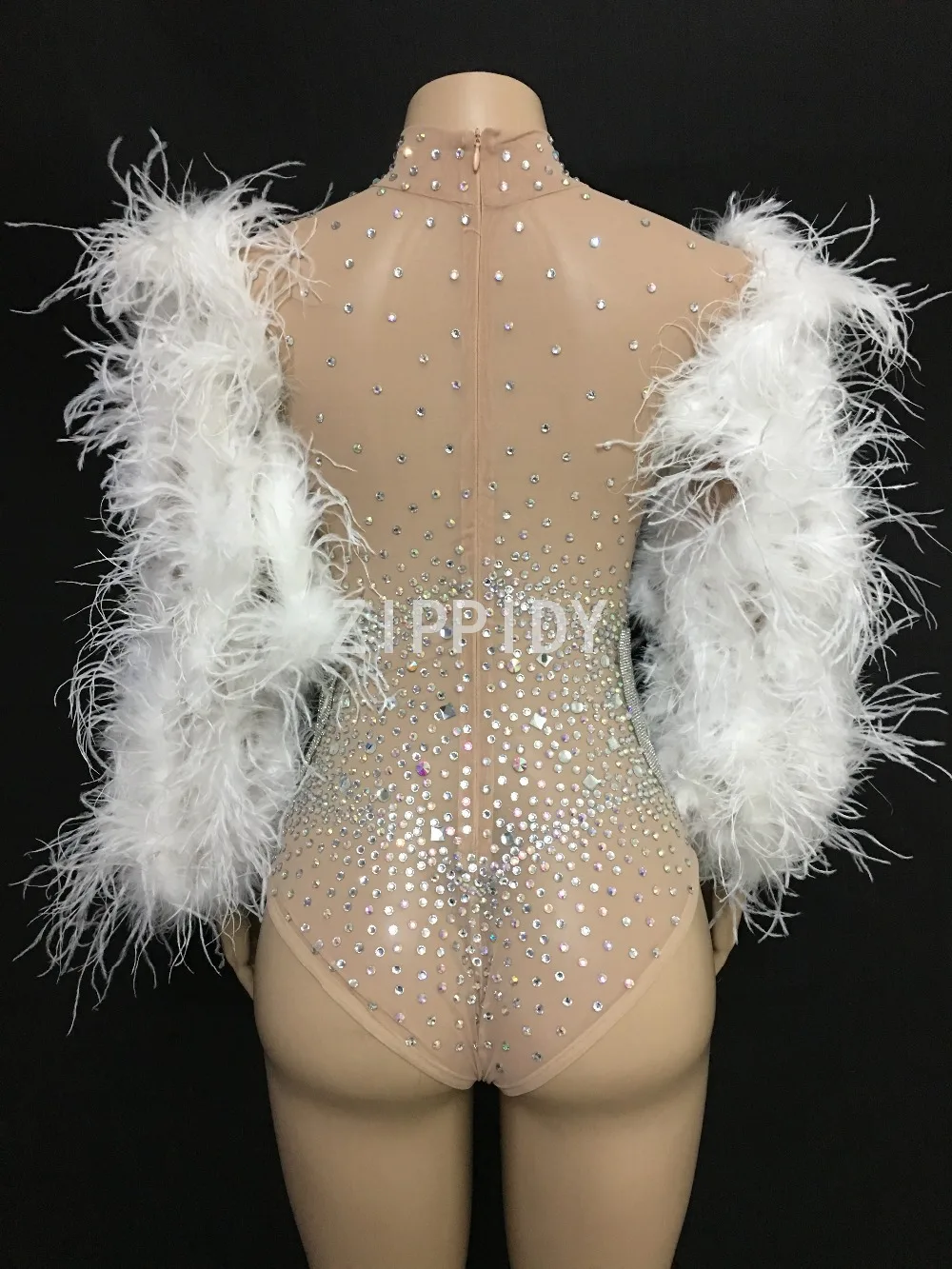 Bright Rhinestones Crystals Mesh Outfit Bodysuit Evening Birthday Party Transparent Leotard Nightclub Singer Dance Big Stones