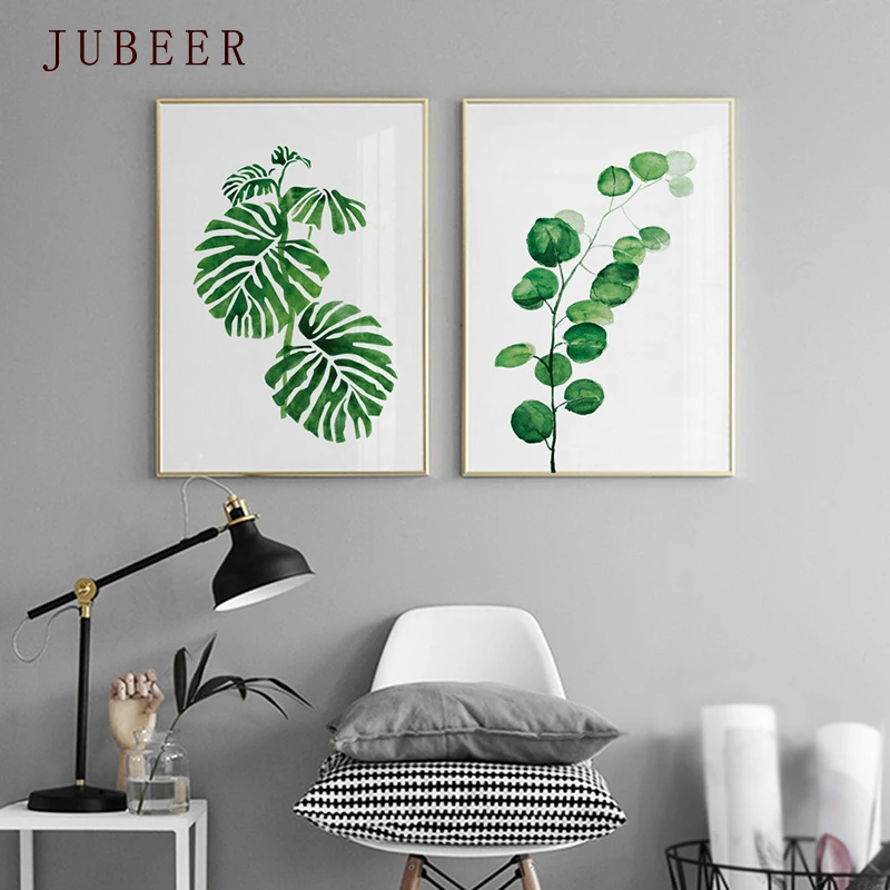 

Nordic Style Poster Green Plant Canvas Painting Leaf Posters on The Wall Paintings Decoration Salon Decoration Home