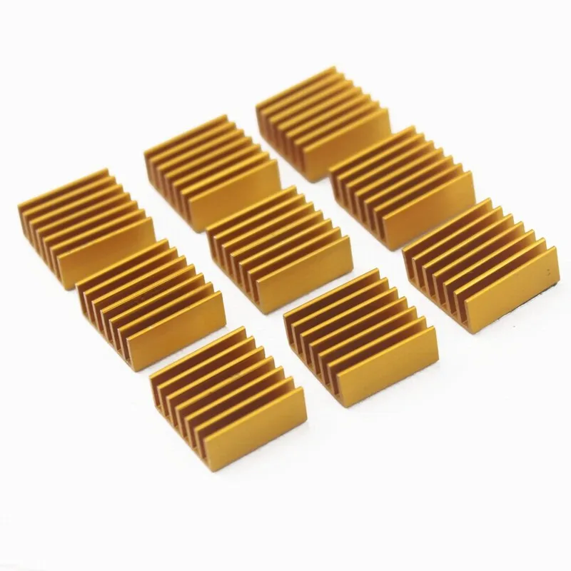 Gdstime-황금 알루미늄 방열판, 14x14x6mm, 14mm x 6mm 칩, CPU, GPU, VGA RAM, LED IC 방열판, 라디에이터, 3M 테이프 포함, 100 개