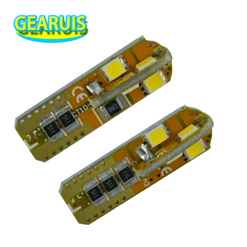 100 pcs Super brilhante T10 LEVOU Inundacao 0.15A 8 smd 2835 nenhum erro PCB 5 W 147 Wedge Porta Instrumento Side Bulb Lamp Pure