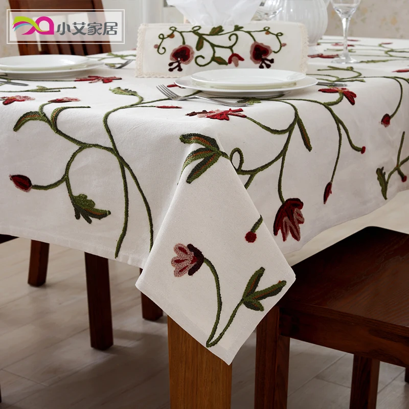 Iverson upscale Lu Shu embroidery embroidered tablecloths garden table cloth table runner table linen table cloth drape luxuriou