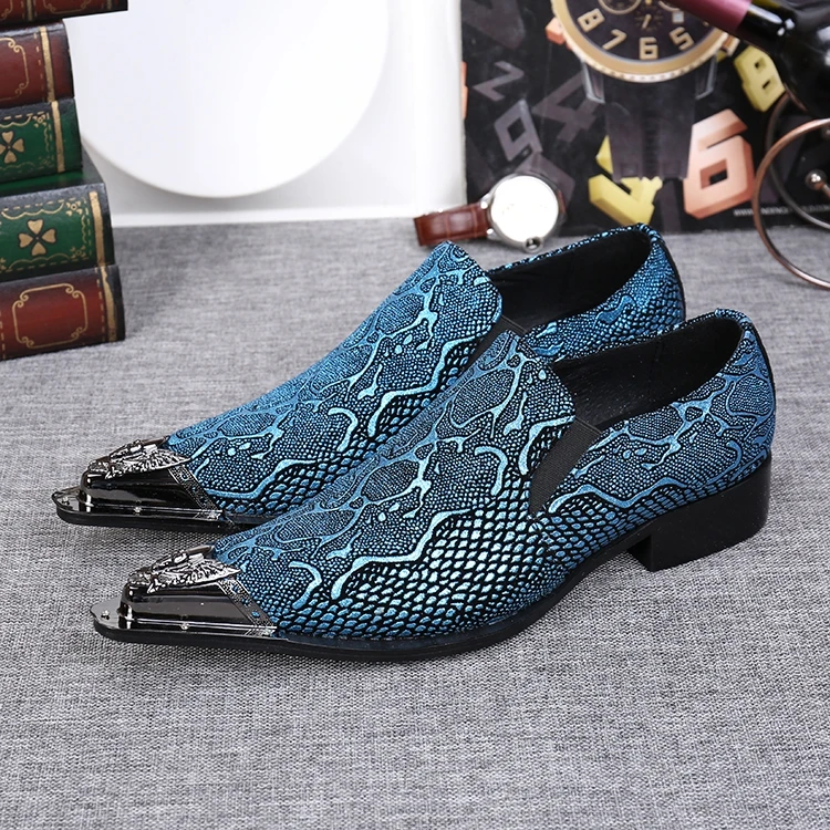 Akamatsu blue spiked loafers mens italian leather shoes oxford shoes for men brogue velvet slippers slipon sapato masculino