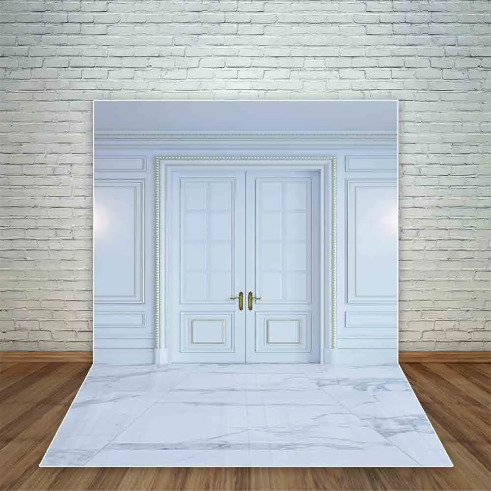 Funnytree backgrounds for photography luxurious wallpaper marble Interior of a white room with classic door photocall backdrop