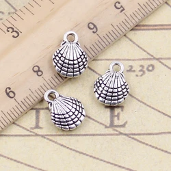 20pcs Charms Double Sided Shell 13x10mm Antique Silver Color Pendants Making DIY Handmade Jewelry Factory Wholesale