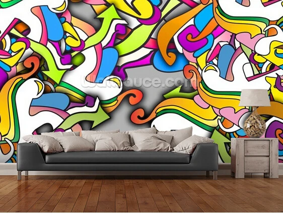 

Custom papel DE parede infantil, Graffiti - Zany 3 d wallpaper for children room sitting room background wall PVC wallpaper