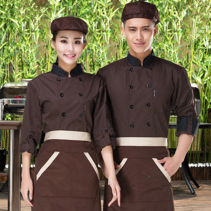 2017 Nieuwe stijl 3 kleuren Unisex lange mouwen Chef kleren Ober man en vrouw Uniform Chef Jas Restaurant werk kleding