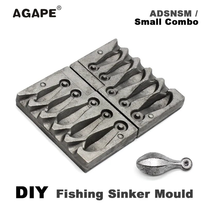 AGAPE DIY Fishing Snapper Sinker Mould ADSNSM/Small Combo Snapper Sinker molds for fishing leads 28g 56g 84g 5 Cavities