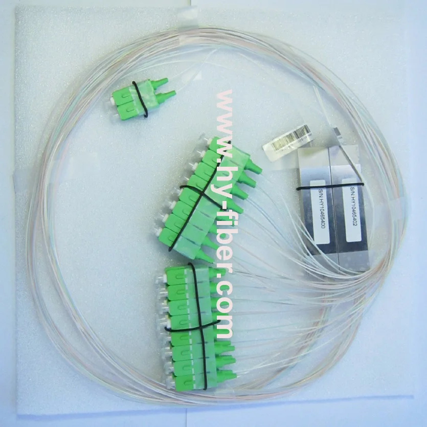 Fiber Optical PLC Splitter, 1x16,with SC/APC Green Connector, Cable 0.9mm, Length 1m