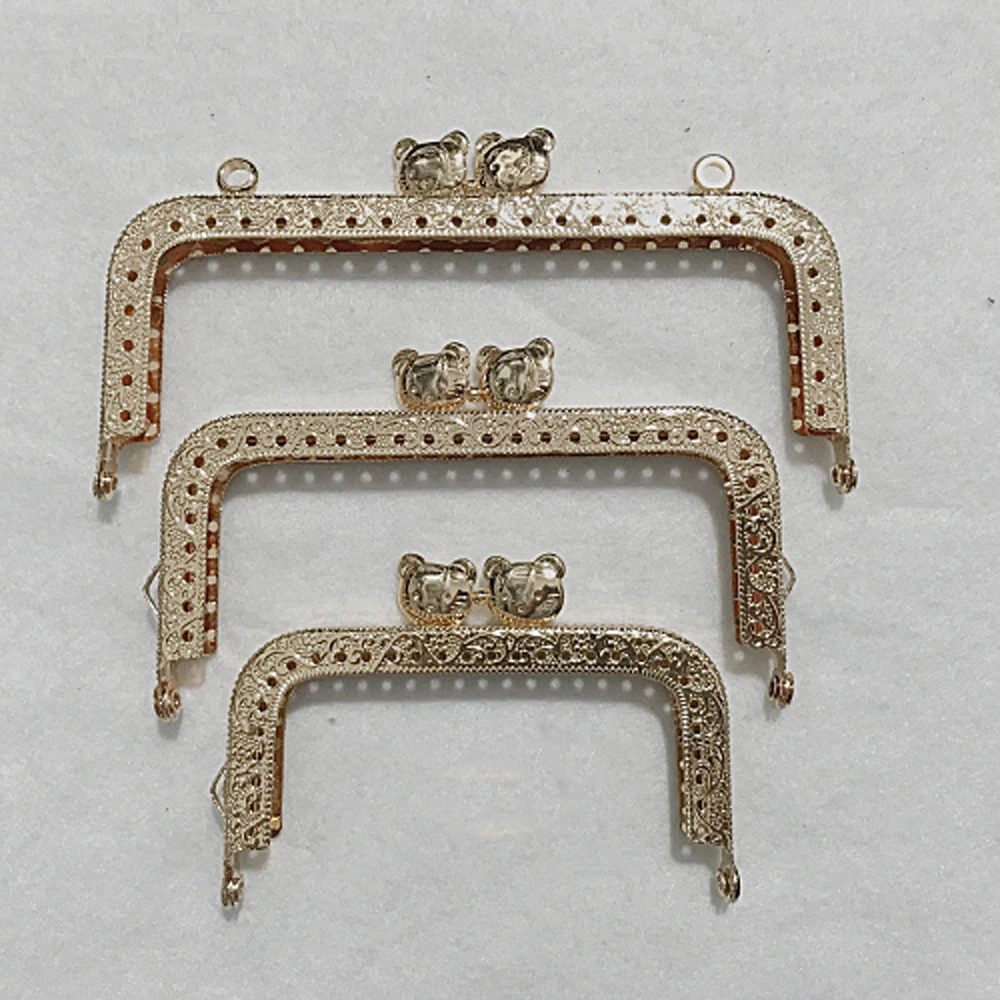 

DIY women golden luxury cute cat head kiss buckle purse frame bag making hardware metal clasp wholesale 10pcs/lot