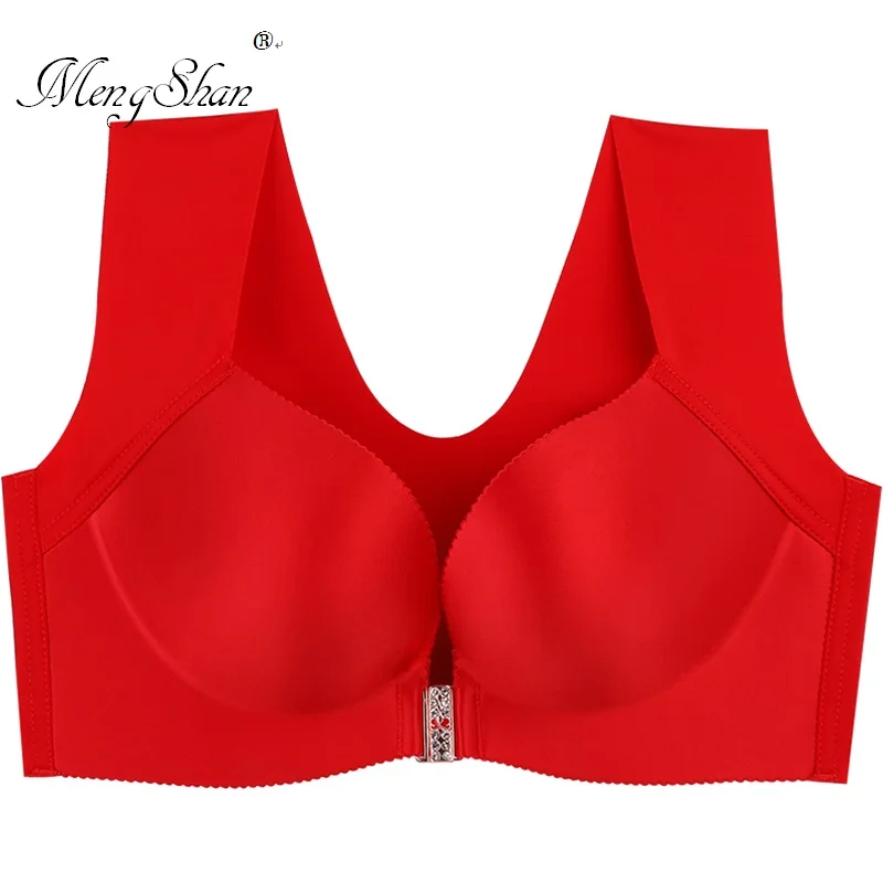 Front bra woman Fat mm Big chest is small Sleep movement big size bra Receive parabreast vest plus size bra 52E 120E